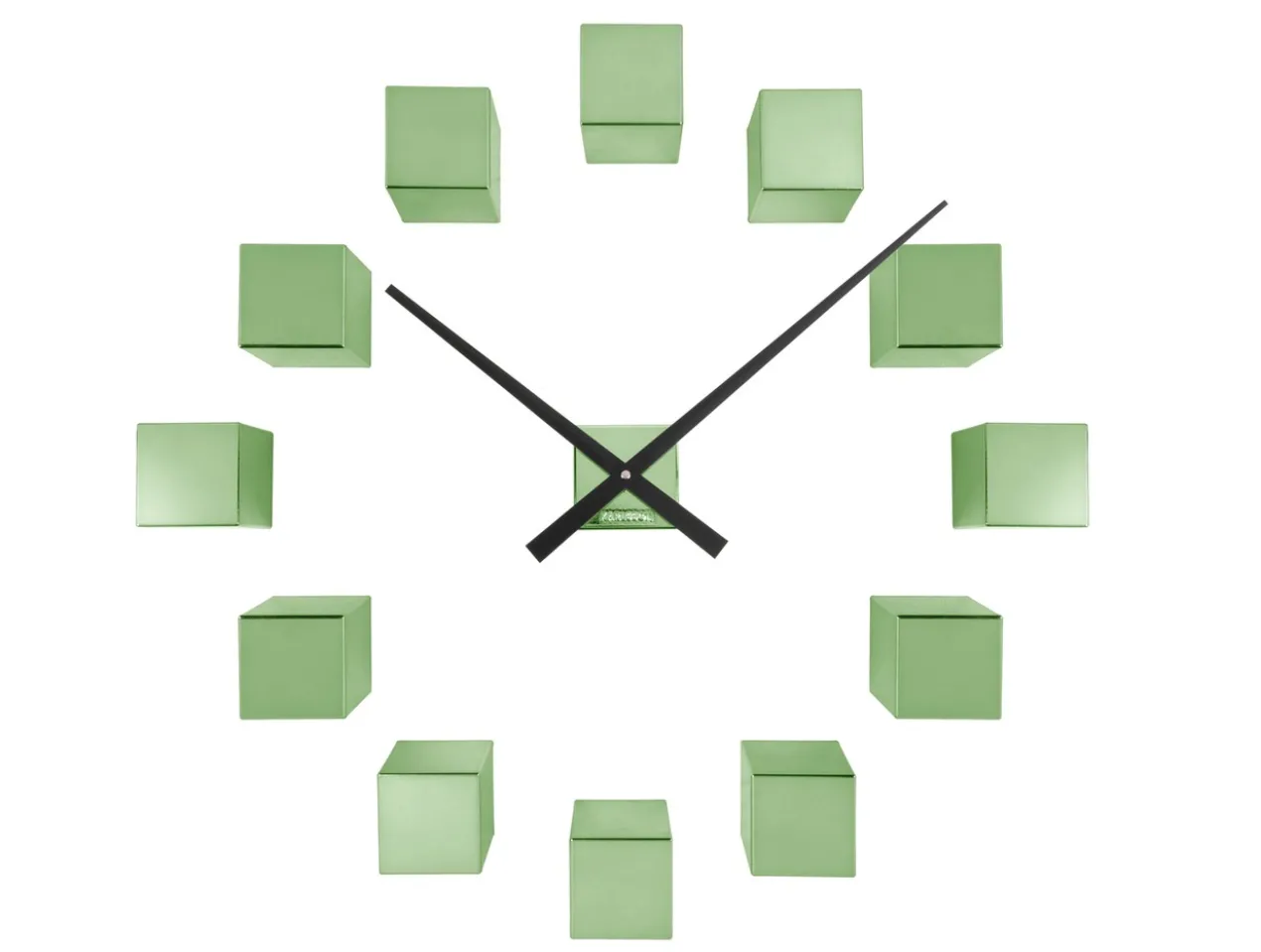 Wall clock DIY Cubic metallic green