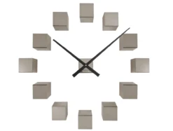 Wall clock DIY Cubic metallic dark grey