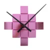Wall clock DIY Cubic metallic dark pink