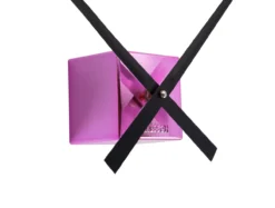 Wall clock DIY Cubic metallic dark pink