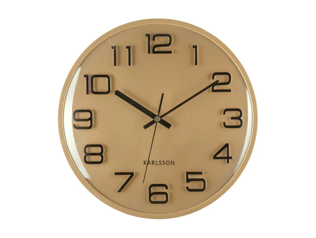 Wall clock 3D Numbers gold w. black