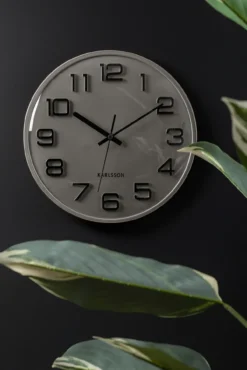 Wall clock 3D Numbers silver w. black