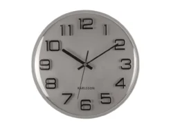 Wall clock 3D Numbers silver w. black