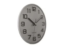 Wall clock 3D Numbers silver w. black