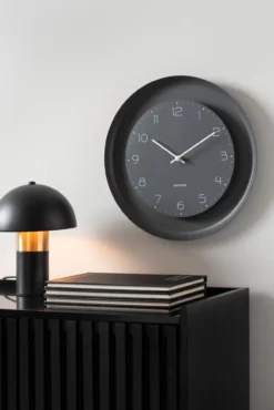 Wall clock Dual Disc metal dark grey
