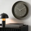 Wall clock Dual Disc metal moss green