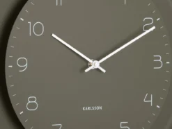Wall clock Dual Disc metal moss green