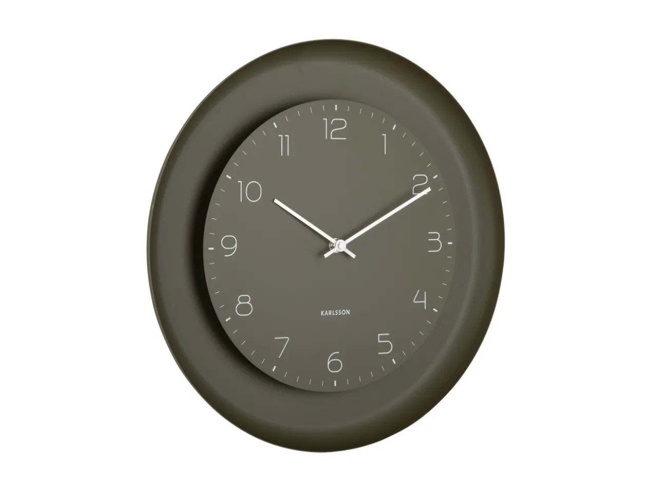 Wall clock Dual Disc metal moss green