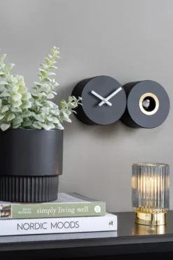 Wall clock Duo Cuckoo matt black