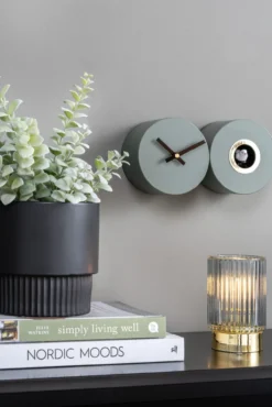 Wall clock Duo Cuckoo matt jungle green