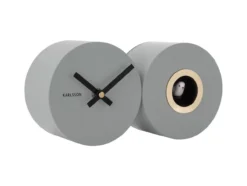 Wall clock Duo Cuckoo matt mouse grey