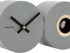 Wall clock Duo Cuckoo matt mouse grey