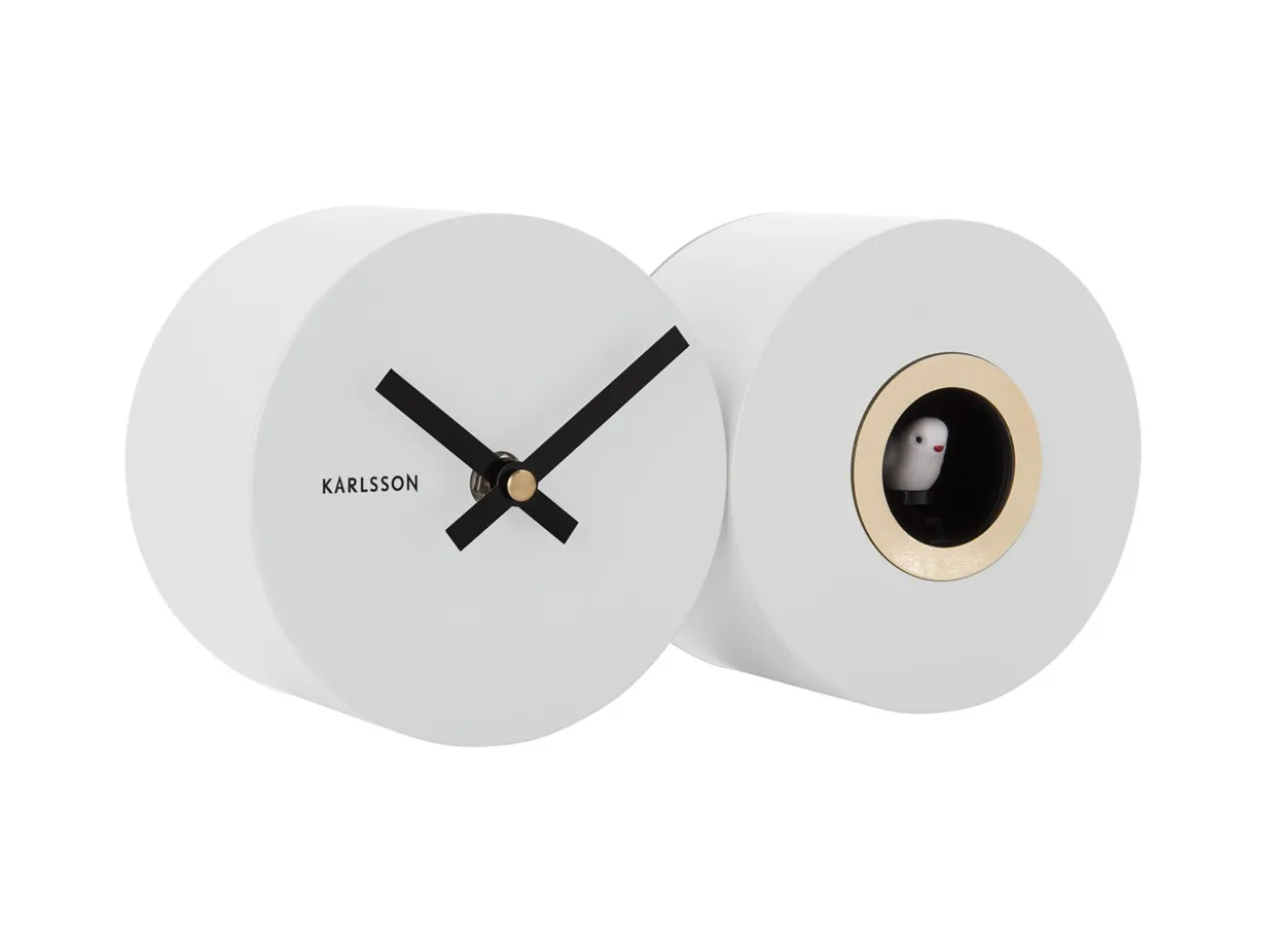 Wall clock Duo Cuckoo matt white