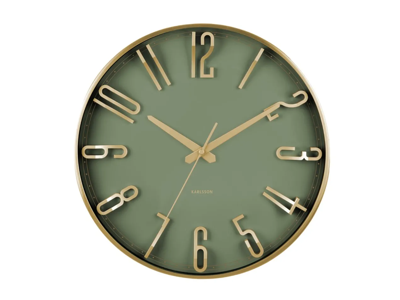 Wall clock Elevated Glam metallic jungle green