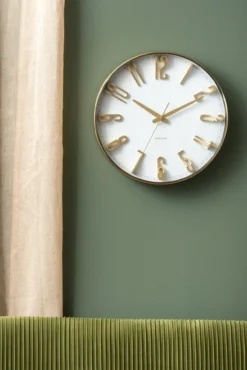 Wall clock Elevated Glam metallic white