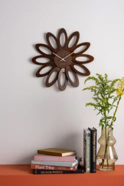 Wall clock Fiore dark wood veneer