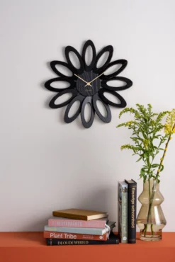 Wall clock Fiore wood veneer black