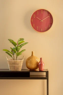 Wall clock Gracil wood blush red