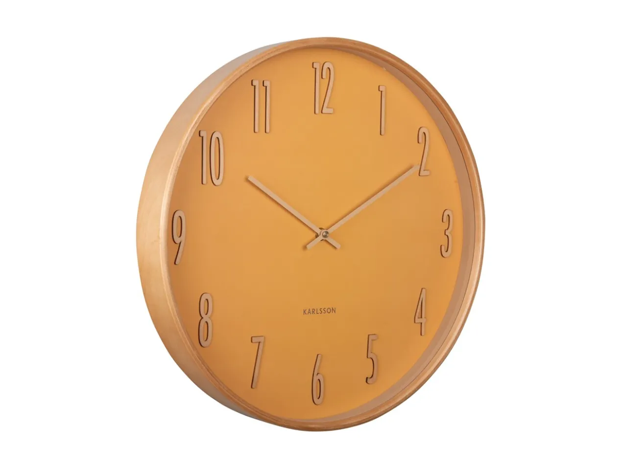 Wall clock Gracil wood ochre yellow