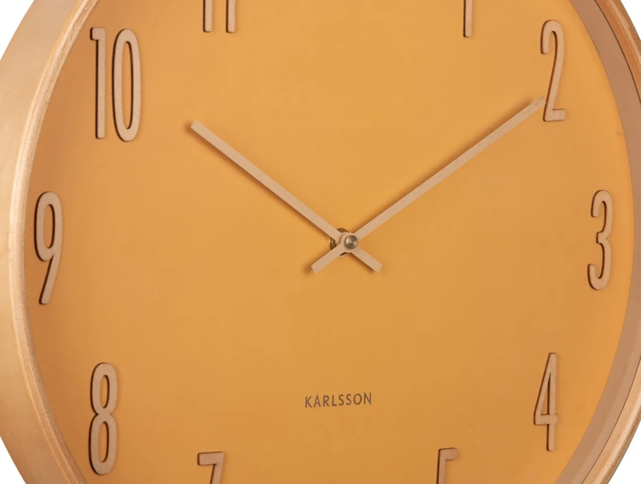 Wall clock Gracil wood ochre yellow