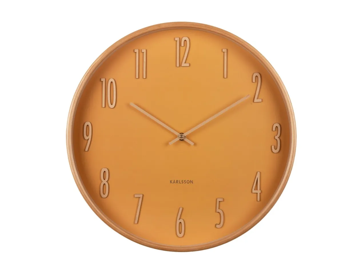 Wall clock Gracil wood ochre yellow
