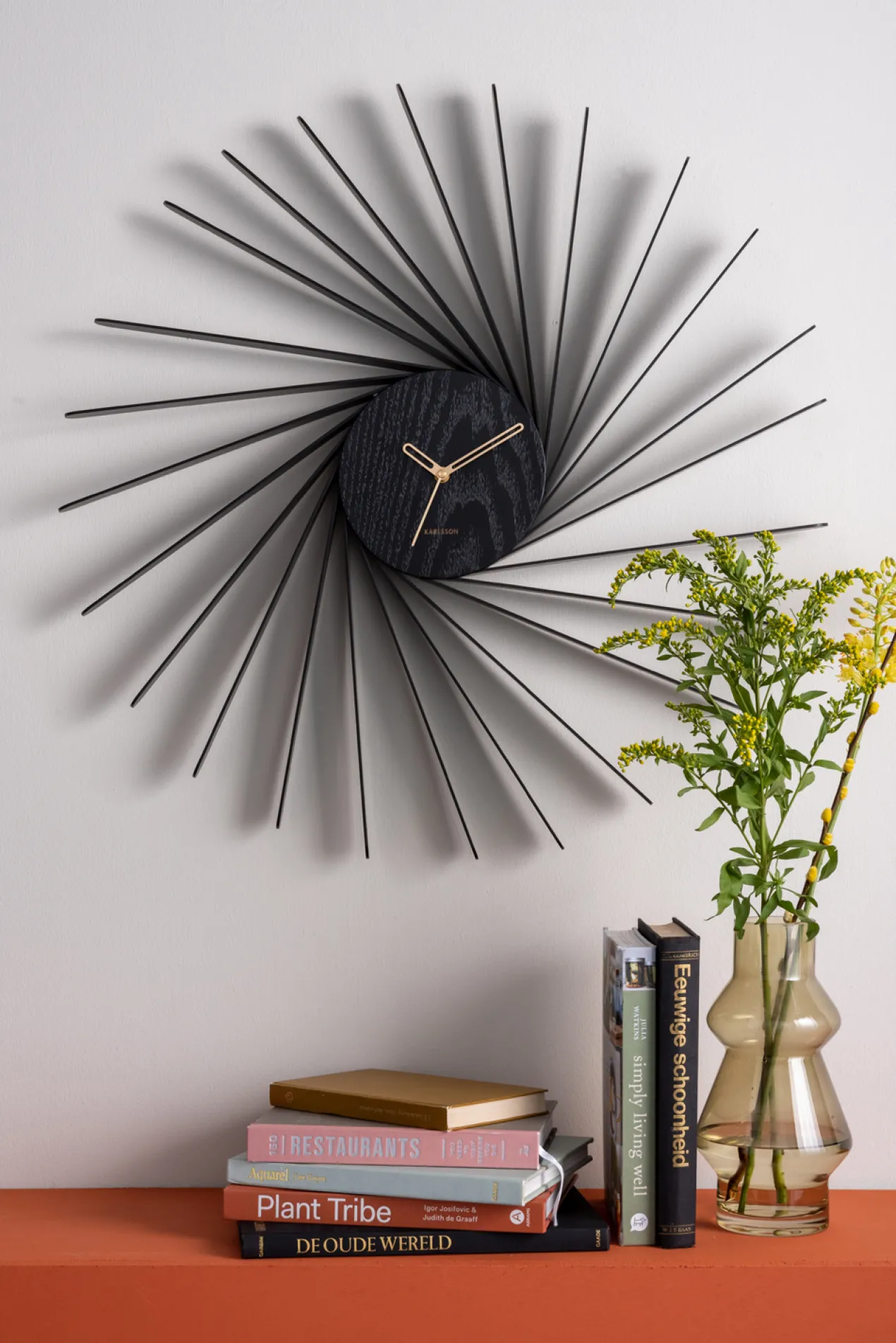 Wall clock Helix XL wood veneer black