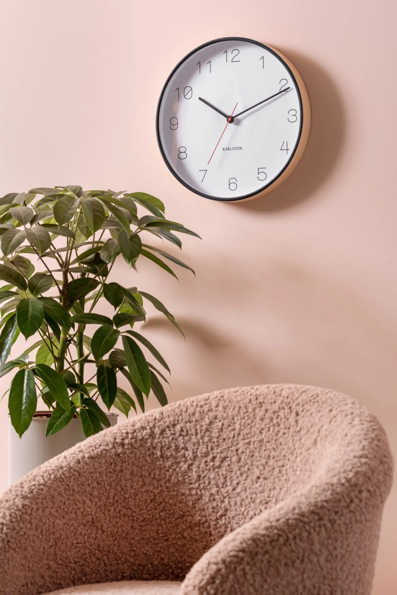 Wall clock Joy wood w. black accents