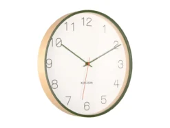 Wall clock Joy wood w. dark green accents