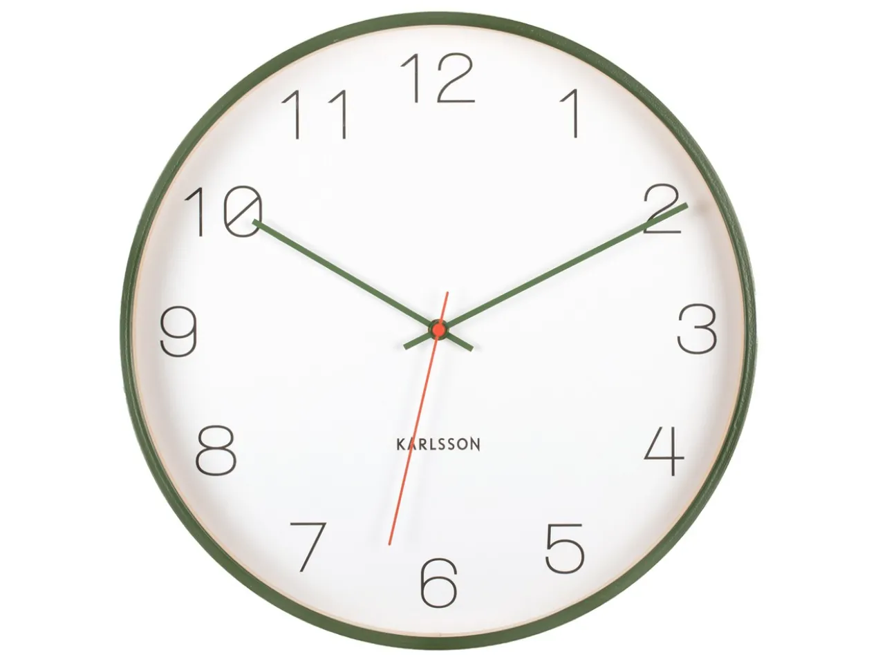 Wall clock Joy wood w. dark green accents