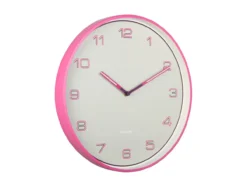 Wall clock Lined Numbers bright pink