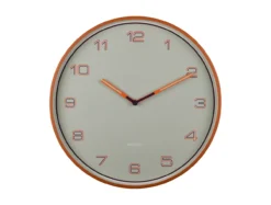 Wall clock Lined Numbers bright orange