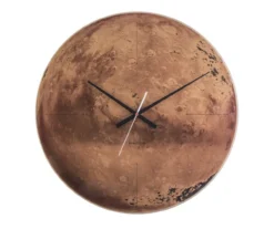 Wall clock Mars copper mirror glass, silent movem.