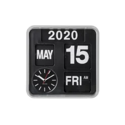Wall clock Mini Flip silver casing, black dial