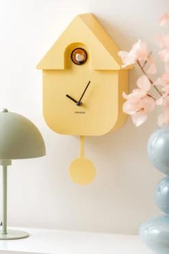 Wall clock Modern Cuckoo ABS bright yellow