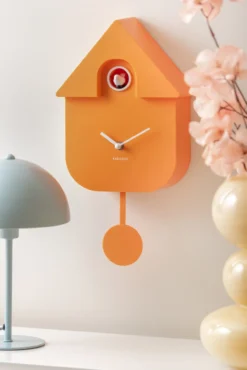 Wall clock Modern Cuckoo ABS bright yellow