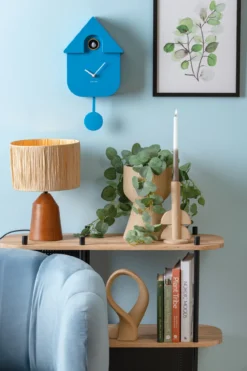Wall clock Modern Cuckoo ABS bright blue