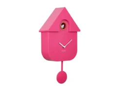 Wall clock Modern Cuckoo ABS bright pink