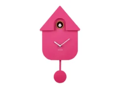 Wall clock Modern Cuckoo ABS bright pink