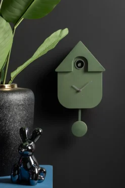 Wall clock Modern Cuckoo ABS metallic jungle green