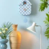 Wall clock Modern Cuckoo checker ABS soft blue
