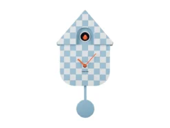 Wall clock Modern Cuckoo checker ABS soft blue