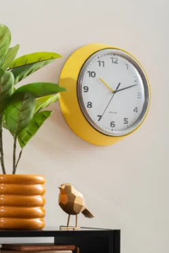 Wall clock Modern Retro bright yellow