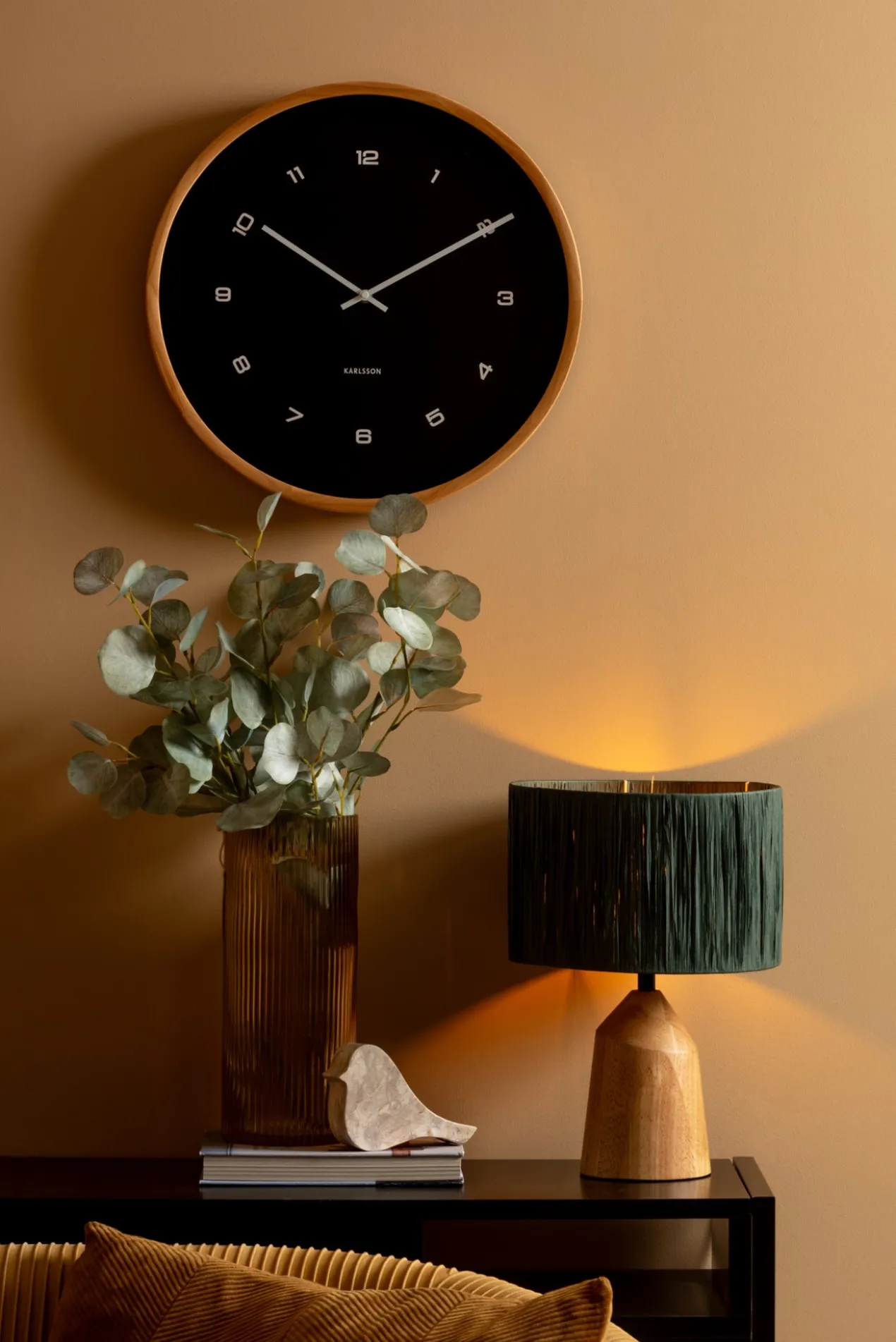 Wall clock Modesta light wood black
