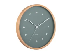 Wall clock Modesta light wood jungle green