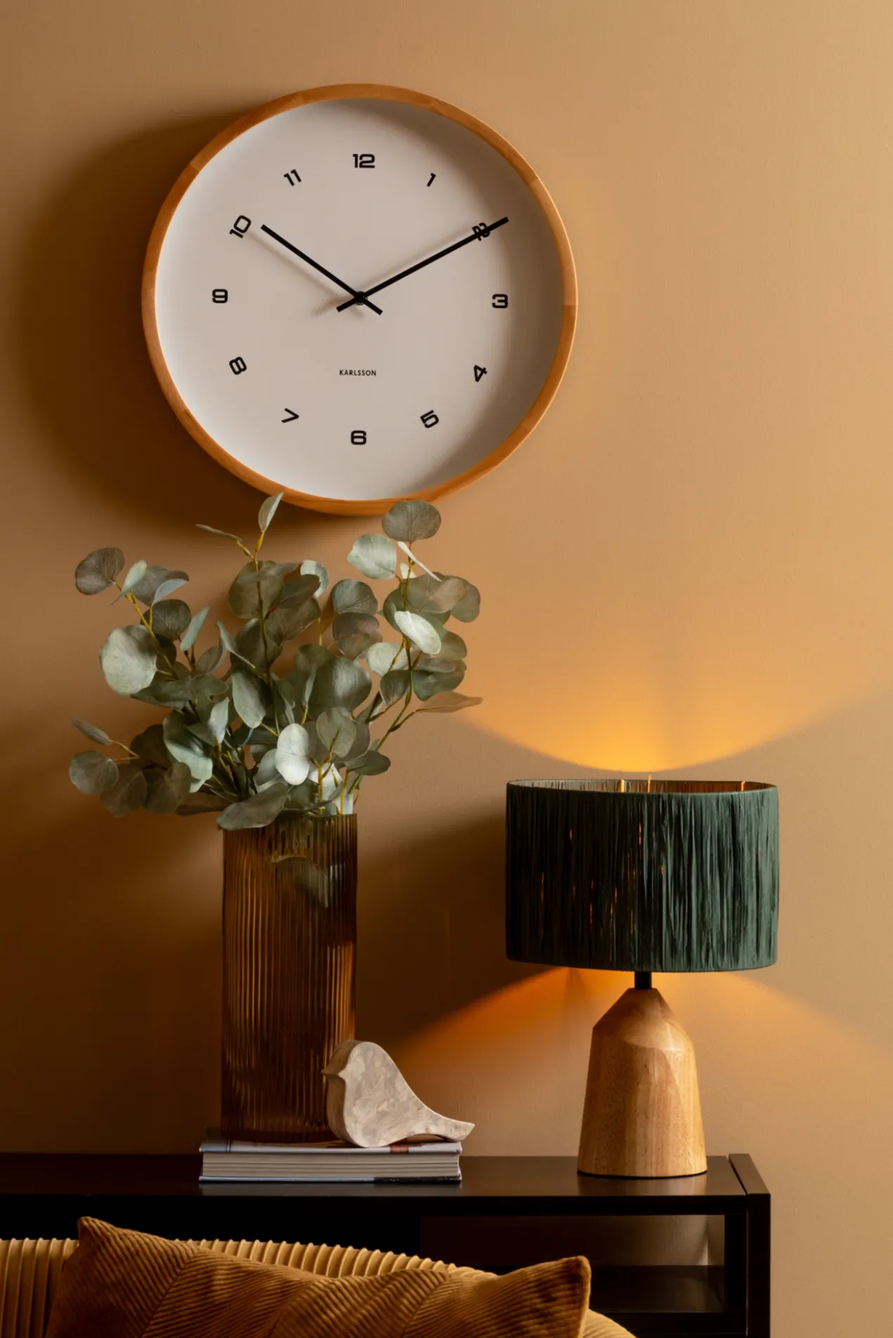 Wall clock Modesta light wood white