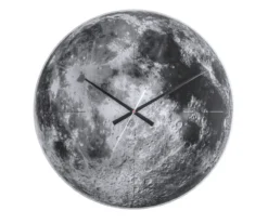 Wall clock Moon mirror glass, silent movem.