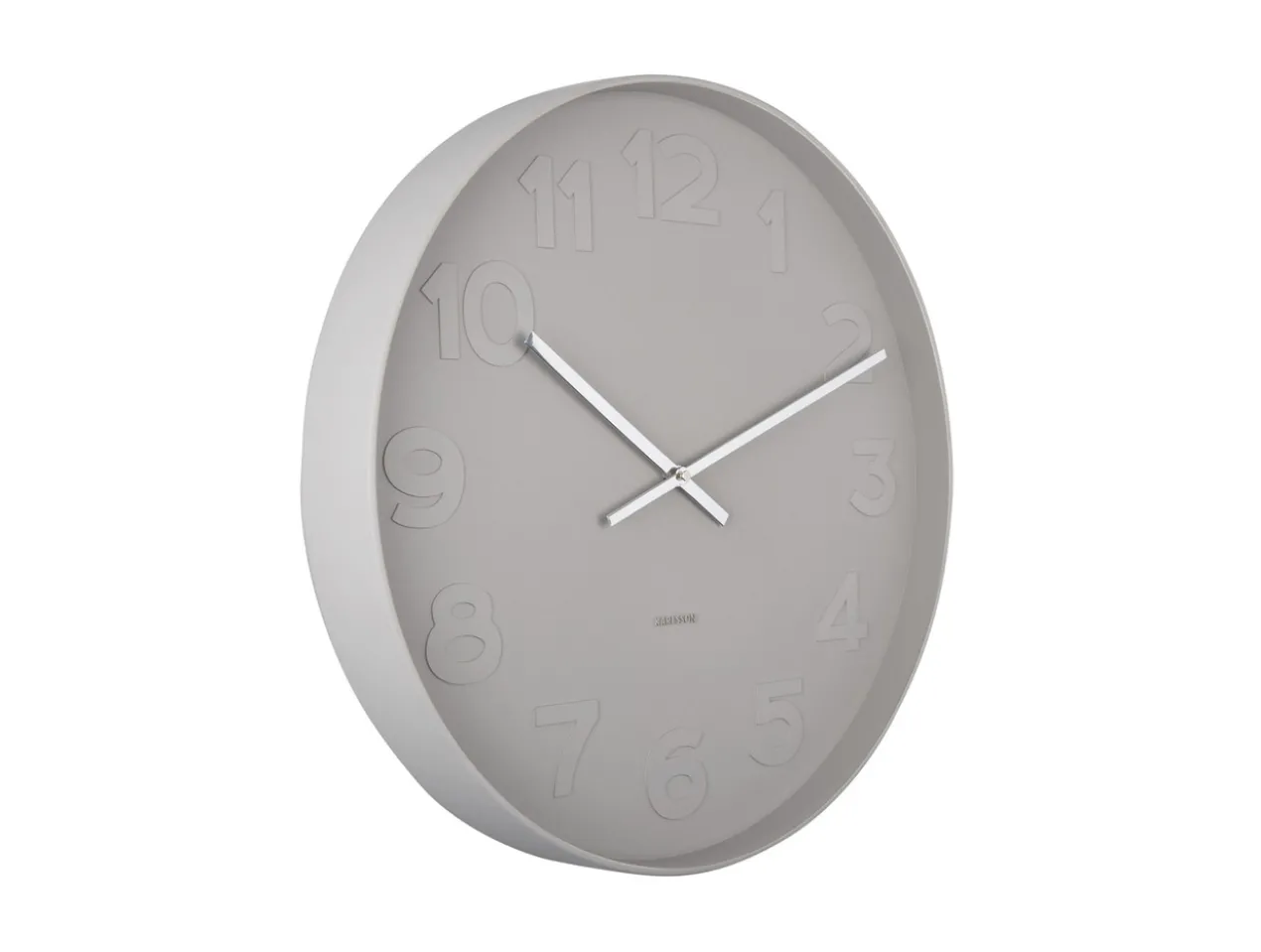Wall clock Mr. Grey numbers large, warm grey