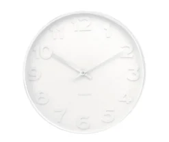 Wall clock Mr. White numbers large, white case