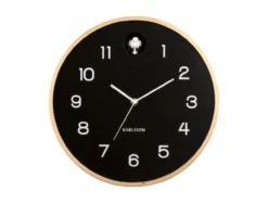 Wall clock Natural Cuckoo birch wood black