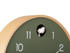 Wall clock Natural Cuckoo birch wood jungle green